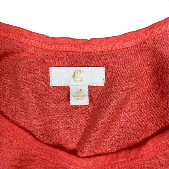 Charming Charlie Peach Sleeveless Asymmetrical Top With Lace Hem, Size M - Picture 4 of 8